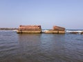 The ruins of the walls of the Danish Fort Dansborg in the seaside town of Tranquebar Royalty Free Stock Photo