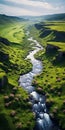 Tranquil Aerial View Of A Green Valley River Royalty Free Stock Photo