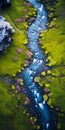 Tranquil Aerial View Of Iceland\'s Blossoming River Royalty Free Stock Photo
