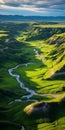 Tranquil Aerial View Of Vibrant Badlands And Swaying Grasslands Royalty Free Stock Photo