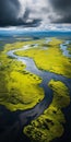 Tranquil Aerial View Of Vibrant Estuary And Serene Landscapes