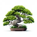 Tranquil Artistry: Beautiful Bonsai Tree Isolated on White Background. Generative ai