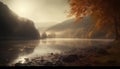 Tranquil autumn landscape forest, mountain, and natural beauty abound generated by AI Royalty Free Stock Photo