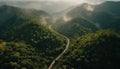 Tranquil autumn meadow, mountain range, aerial view generated by AI Royalty Free Stock Photo