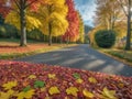 Tranquil Autumn A Serenade of Colorful Leaves.AI Generated