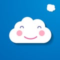 tranquil baby shower illustration of happy smile white paper cloud on blue sky background