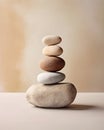 Tranquil Balance: Stacked Stones Cairn in Earth Tones for Wellness and decor Royalty Free Stock Photo