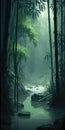 Tranquil Bamboo Forests Mystical Allure Mobile Wallpaper. Generative AI
