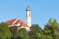 Tranquil Bavarian scenery in small town Schongau with ancient church