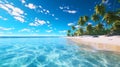 Tranquil beach scene. Exotic tropical beach landscape for background or wallpaper. summer vacation holiday concept, ai generate Royalty Free Stock Photo