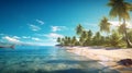 Tranquil beach scene. Exotic tropical beach landscape for background or wallpaper. summer vacation holiday concept, ai generate Royalty Free Stock Photo