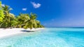 Idyllic tropical beach landscape for background or wallpaper. Design of tourism for summer vacation holiday destination concept. Royalty Free Stock Photo