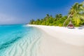 Idyllic tropical beach landscape for background or wallpaper. Design of tourism for summer vacation holiday destination concept. Royalty Free Stock Photo