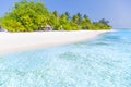 Tranquil beach scene. Exotic tropical beach landscape for background or wallpaper. Design of summer vacation holiday concept. Royalty Free Stock Photo