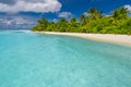 Tranquil beach scene. Exotic tropical beach landscape for background or wallpaper. Design of summer vacation holiday concept. Royalty Free Stock Photo