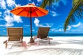 Tranquil beach scene. Exotic tropical beach landscape for background or wallpaper. Design of summer vacation holiday concept. Royalty Free Stock Photo