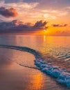 Tranquil beach sunset with gentle waves Royalty Free Stock Photo