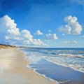 Tranquil Beachscape with Blue Skies and Rolling Waves Royalty Free Stock Photo
