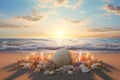 Tranquil Beachside Memorial with Seashells A