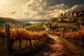 Tranquil Beautiful vineyard. Generate Ai