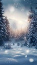 Tranquil beauty Glistening snowfall blankets a serene alpine forest