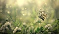 Tranquil Beauty: The Perched Butterfly and Clover Bloom