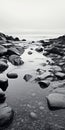 Tranquil Black And White Aerial Photography Of Rocky Beach Royalty Free Stock Photo