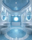 "Tranquil Blue Escape: Modern Bathroom Design" Royalty Free Stock Photo