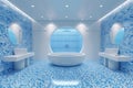 "Tranquil Blue Escape: Modern Bathroom Design" Royalty Free Stock Photo