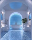 "Tranquil Blue Escape: Modern Bathroom Design" Royalty Free Stock Photo