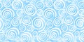 Tranquil blue seamless playful hand drawn kidult pinwheel squiggly line spiral doodle fabric pattern