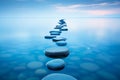 Tranquil blue water and stepping stones zen oasis for relaxation and meditation Royalty Free Stock Photo