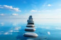 Tranquil blue water and stepping stones zen oasis for relaxation and meditation Royalty Free Stock Photo