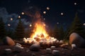 Tranquil Campfire marshmallow place. Generate Ai