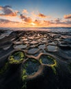 Tranquil coastal landscape featuring potholes at Hospitals Reef, La Jolla, San Diego