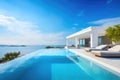 Tranquil Coastal Retreat: Close-Up of a Luxurious Home Swimming Pool.