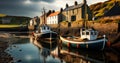 Tranquil Coastal Scenery Fishing Village on the Isle of Britain