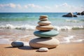 Tranquil Coastal Yoga: Serene Beach Balance and Meditation Amidst Nature\'s Harmony.