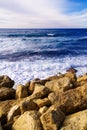 Tranquil Coastline Scene - Rocks And Sea Waves