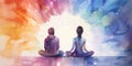 tranquil Couple Meditation background, exploring chakras, prana, the mind of God, and spirituality through a beautiful