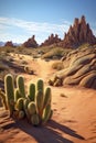 tranquil desert landscape with unique cactus formations