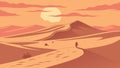 Tranquil Desert Sunset with Lone Path, Serene Wilderness Scene, vector design Generative AI Royalty Free Stock Photo