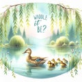 Tranquil Duck Scene with a Playful Twist