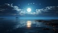 Tranquil dusk, illuminated horizon over water, reflecting moonlight on waves generated by AI Royalty Free Stock Photo