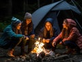 Gen Zers enjoying campfire and nature