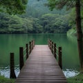 Tranquil escape Bridge, lake, and forest at Pang Oung, Thailand