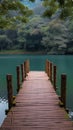 Tranquil escape Bridge, lake, and forest at Pang Oung, Thailand