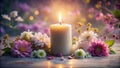 Tranquil Floral Still Life A Serene Candlelit Scene for Relaxation and Wellness Design Inspiration Isolated blossoms Royalty Free Stock Photo