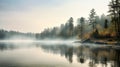 tranquil foggy lake