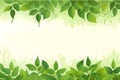 Tranquil Foliage Banner: Green Leaves Above and Below, Centered with Soft Yellow Canvas for Custom Messages